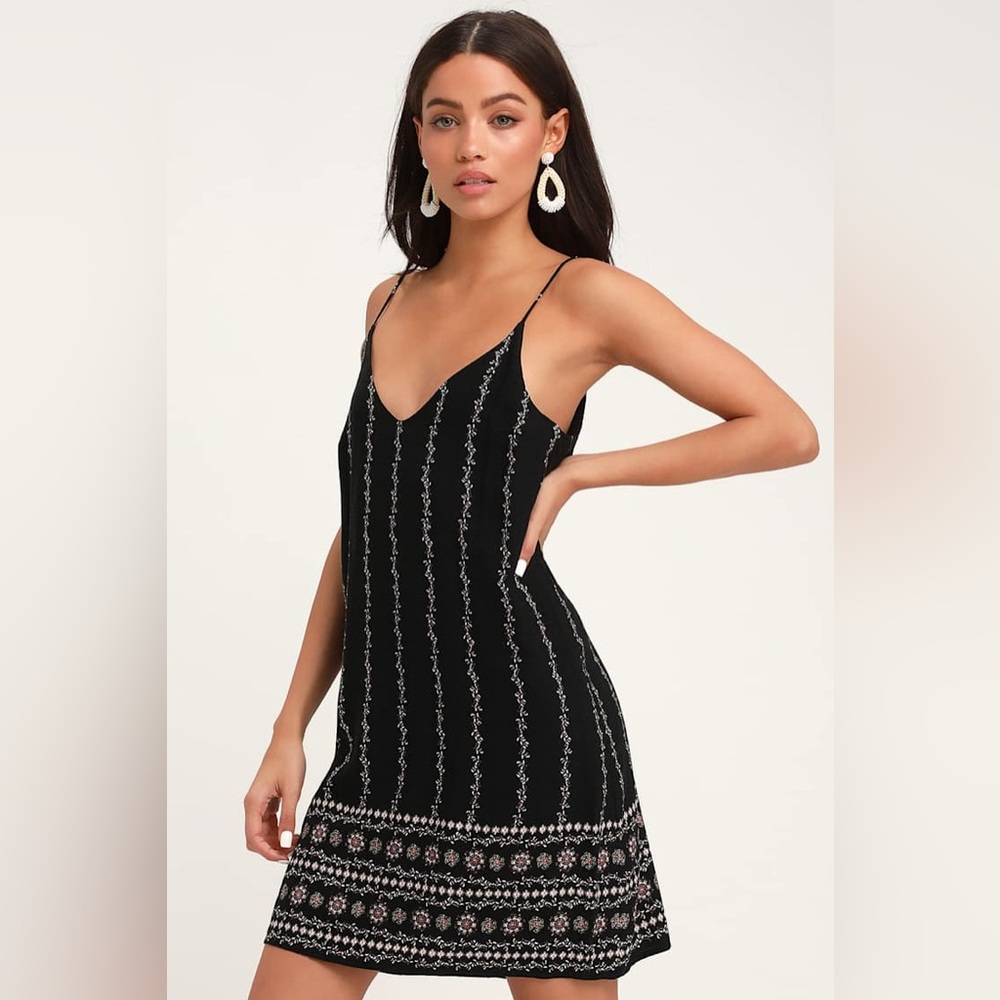 Lulus Jasmine Black Floral Print Toss On Tank Dress